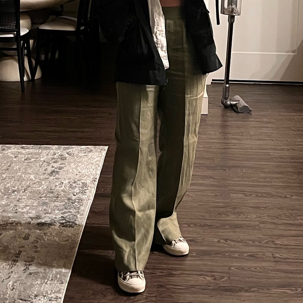 Zara linen straight leg pants